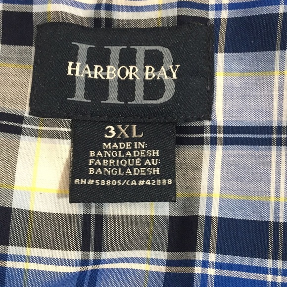 Harbor Bay HB Mens Button Shirt Plaid Long Sleeve Size 3XL - Picture 5 of 6